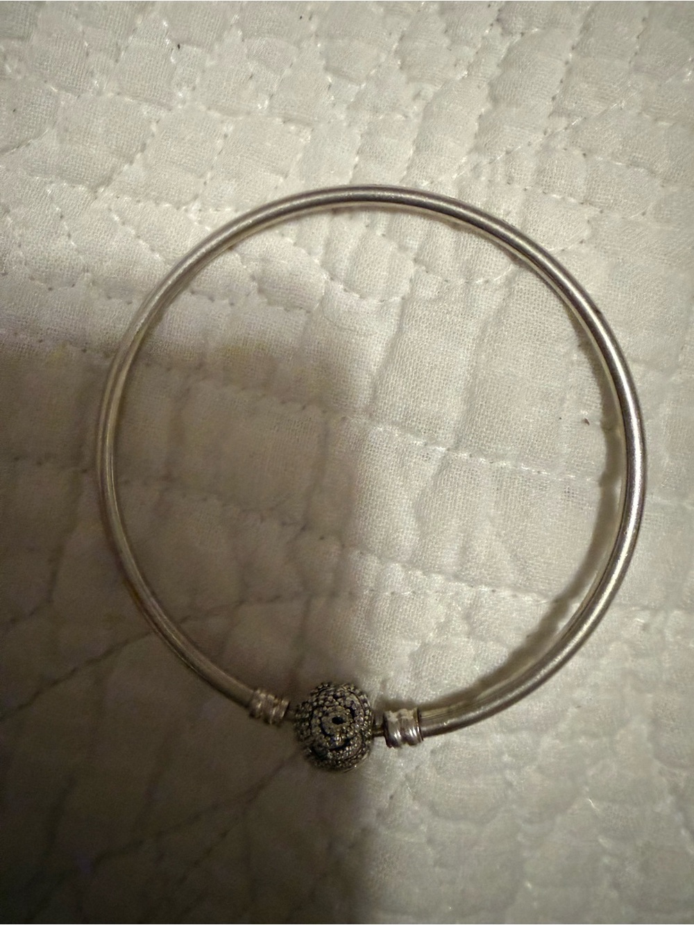 Disney Beauty and the Beast Sterling Silver Pave Bead Bangle Bracelet
